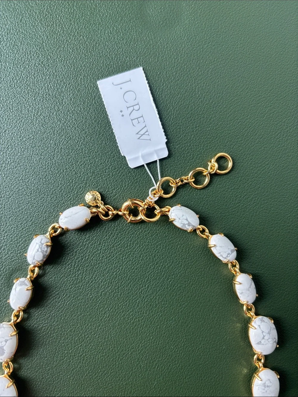 J. Crew Gold-Trim White Marble Statement Necklace